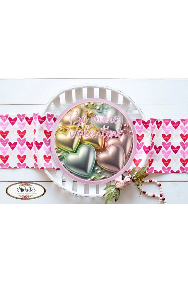 Shop For Pastel Be Mine Faux 3D Hearts Round Sign - Wreath Enhancement