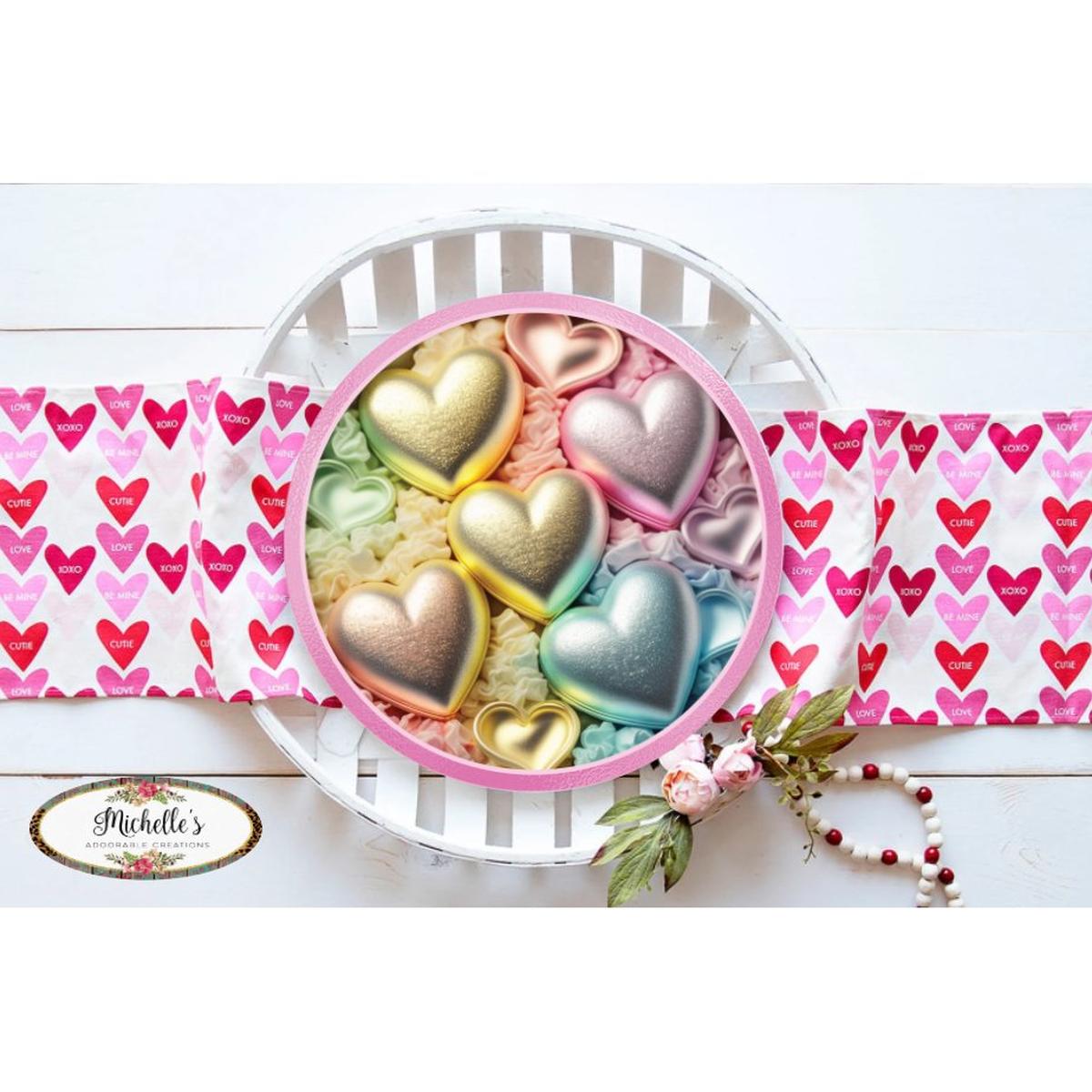 Shop For Pastel Faux 3D Hearts Round Sign - Wreath Enhancement at Michelle's aDOORable Creations