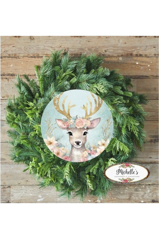 Shop For Pastel Watercolor Reindeer Christmas Sign - Wreath Enhancement