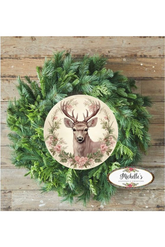 Pastel Winter Victorian Reindeer Sign - Wreath Enhancement - Michelle's aDOORable Creations - Signature Signs