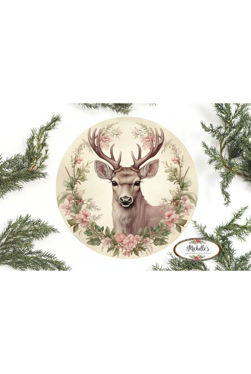 Pastel Winter Victorian Reindeer Sign - Wreath Enhancement - Michelle's aDOORable Creations - Signature Signs