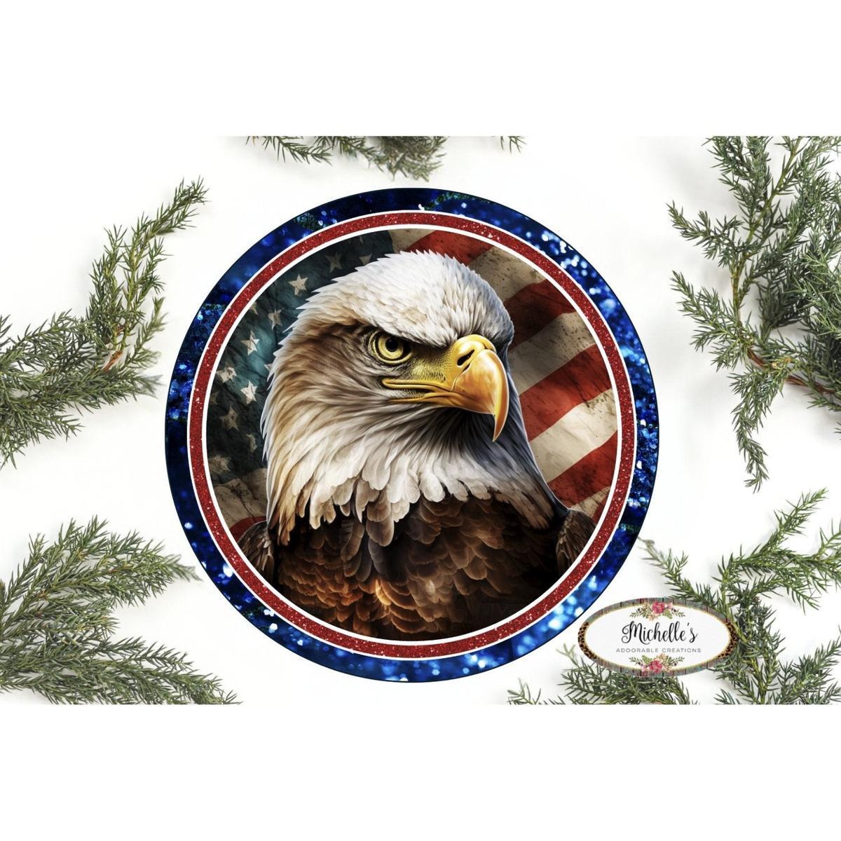 Shop For Patriotic American Eagle Two Round Sign at Michelle's aDOORable Creations