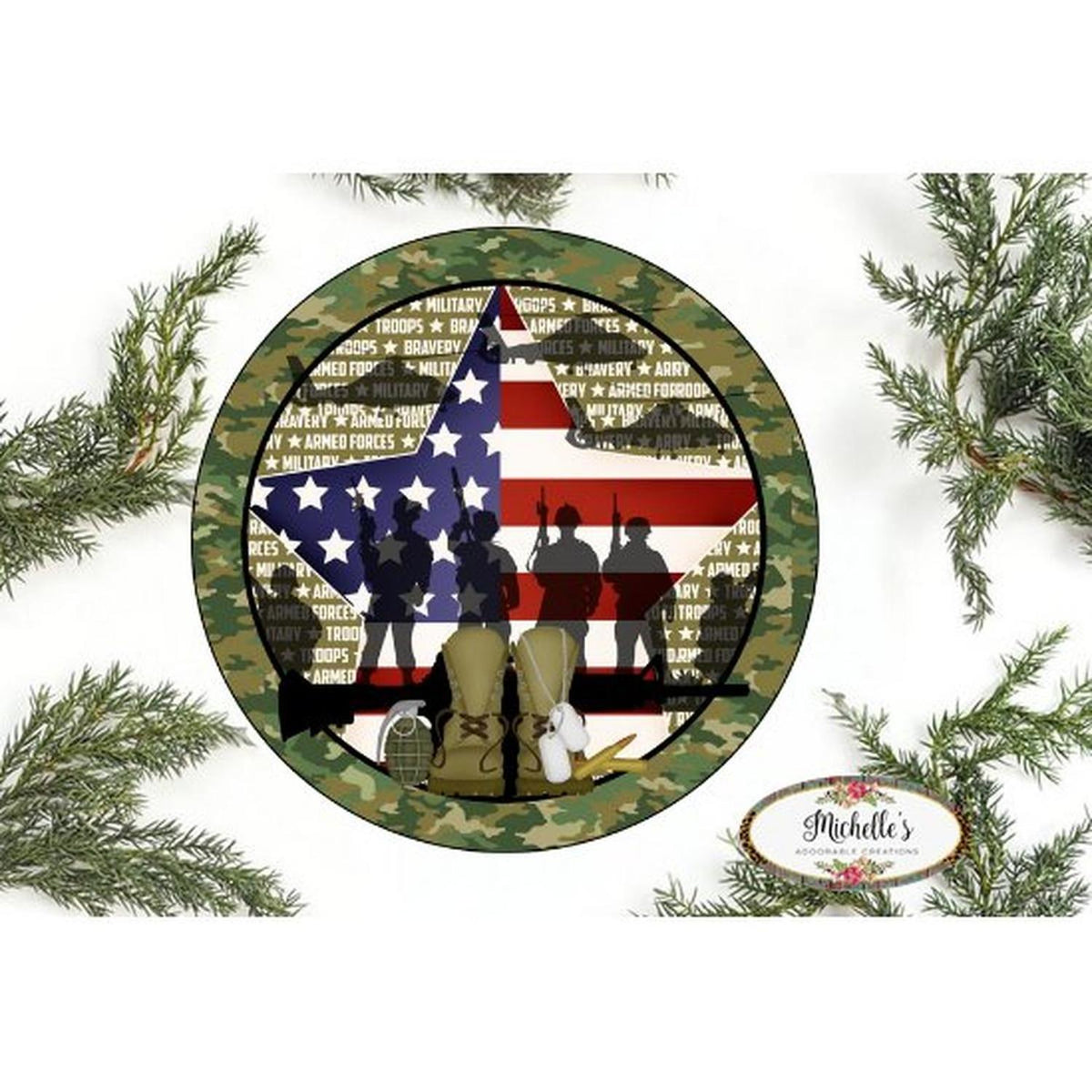 Shop our Patriotic Army Armed Forces Round Sign – Michelle's aDOORable ...