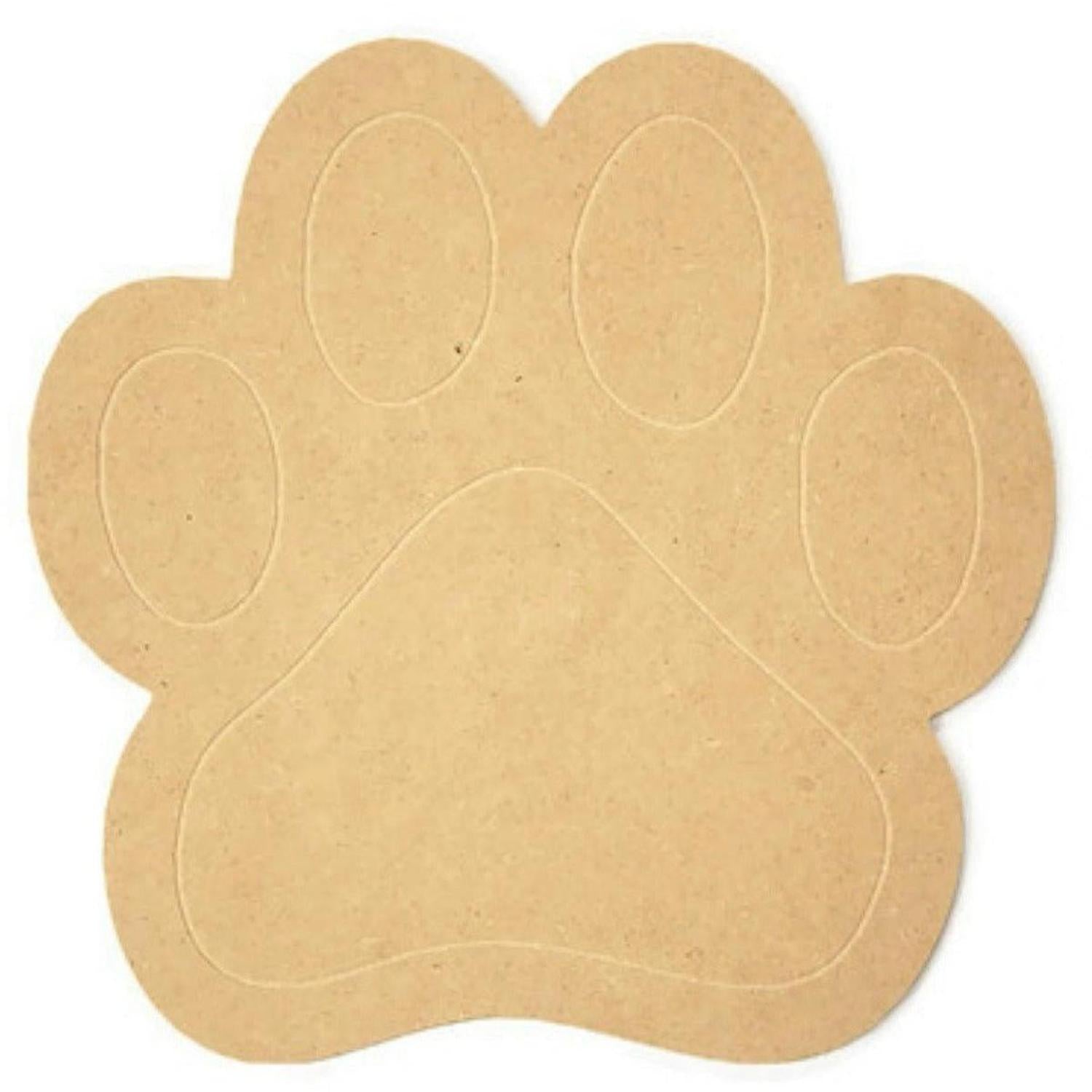 Paw Print with Paint Lines Wood Cutout - Unfinished Wood