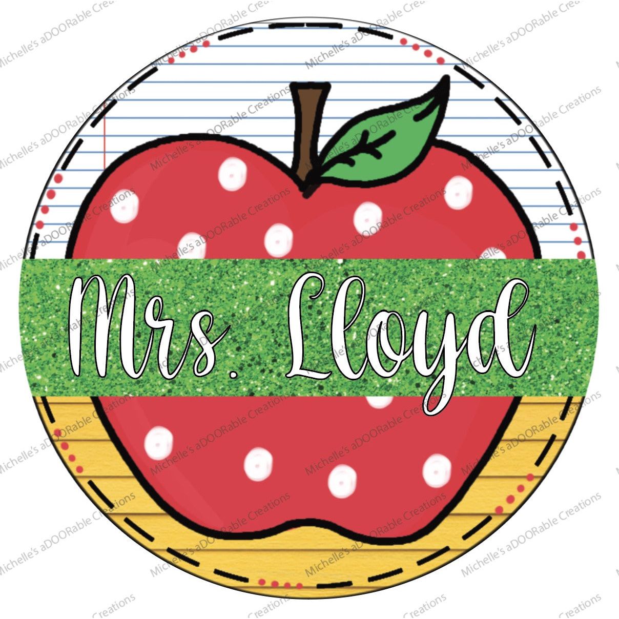 Shop For Personalized Apple Teacher Wreath Sign - Wreath Enhancement at Michelle's aDOORable Creations