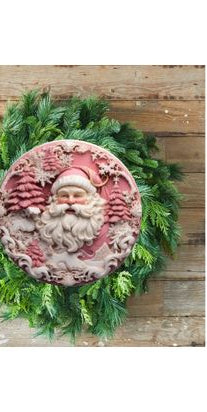 Pink 3D Santa Christmas Sign - Wreath Enhancement - Michelle's aDOORable Creations - Signature Signs