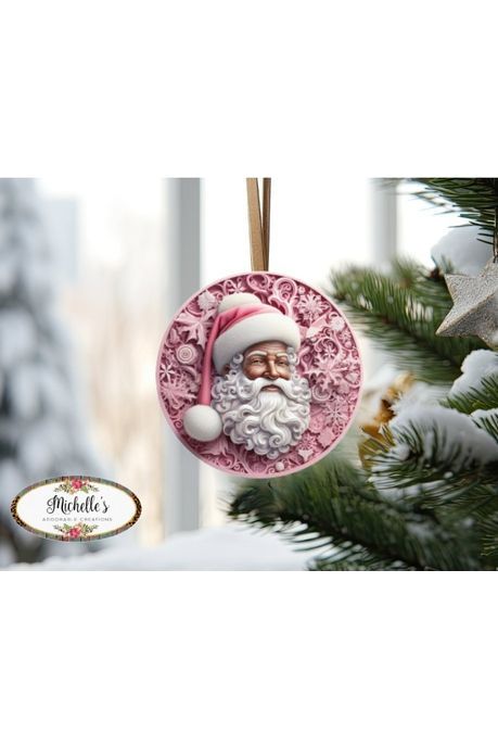 Shop For Pink African American Faux 3D Santa Sign - Wreath Enhancement at Michelle's aDOORable Creations