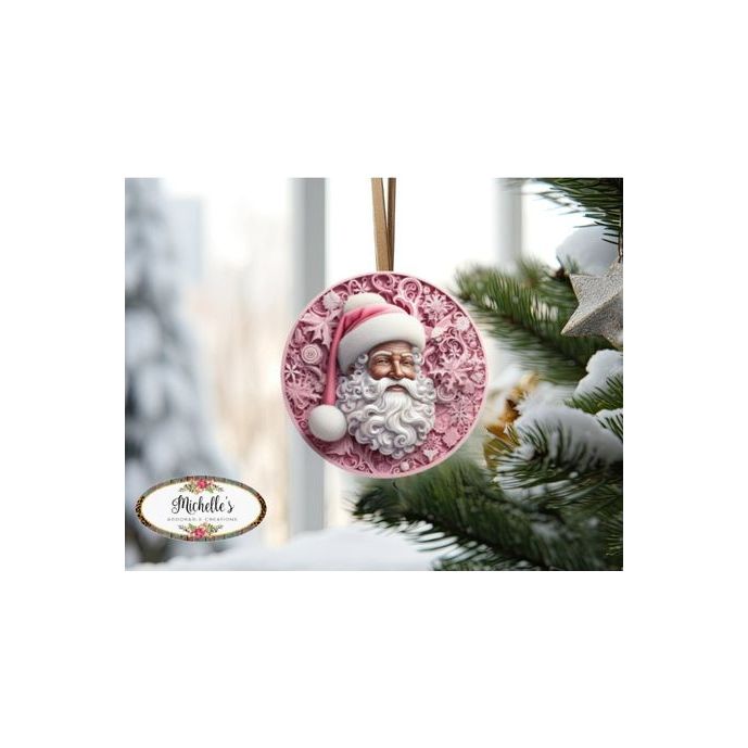 Shop For Pink African American Faux 3D Santa Sign - Wreath Enhancement at Michelle's aDOORable Creations