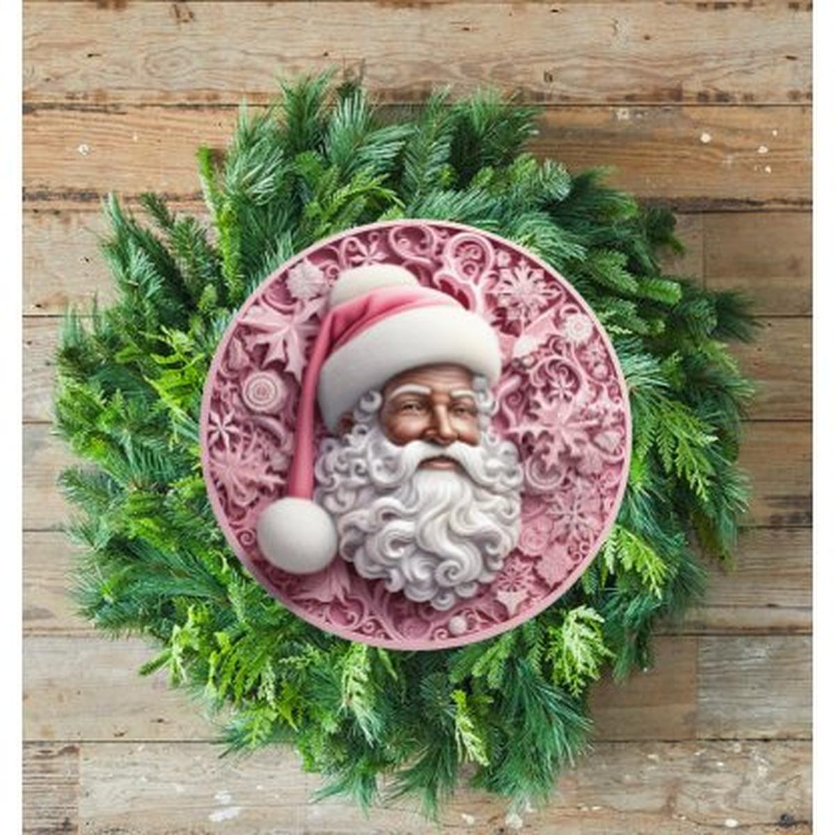Shop For Pink African American Faux 3D Santa Sign - Wreath Enhancement at Michelle's aDOORable Creations