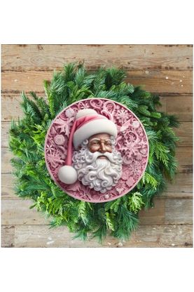 Shop For Pink African American Faux 3D Santa Sign - Wreath Enhancement at Michelle's aDOORable Creations