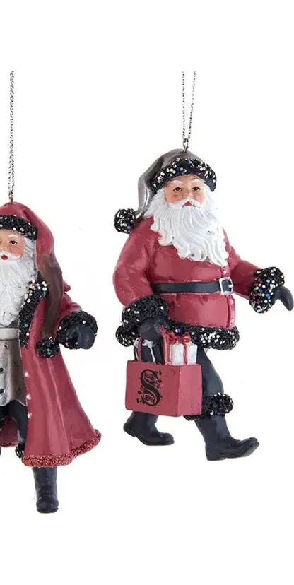 Pink and Pewter Santa Ornaments (Asst 2) - Michelle's aDOORable Creations - Holiday Ornaments