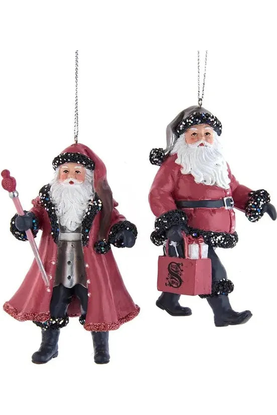 Pink and Pewter Santa Ornaments (Asst 2) - Michelle's aDOORable Creations - Holiday Ornaments