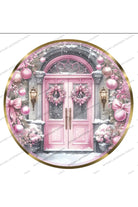 Shop For Pink Christmas Door Round Sign - Wreath Enhancement