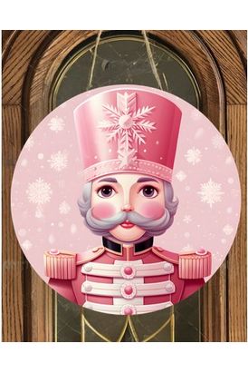 Pink Christmas Nutcracker Sign - Wreath Enhancement - Michelle's aDOORable Creations - Signature Signs