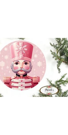 Pink Christmas Nutcracker Sign - Wreath Enhancement - Michelle's aDOORable Creations - Signature Signs