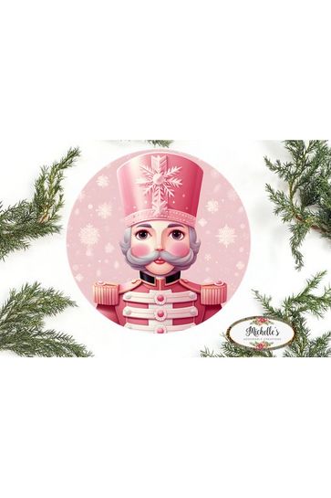 Pink Christmas Nutcracker Sign - Wreath Enhancement - Michelle's aDOORable Creations - Signature Signs