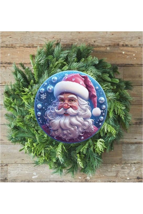 Shop For Pink Ice Blue 3D Santa Christmas Sign - Wreath Enhancement at Michelle's aDOORable Creations