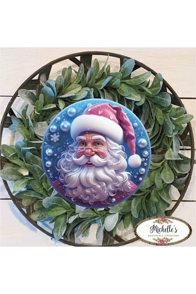 Shop For Pink Ice Blue 3D Santa Christmas Sign - Wreath Enhancement
