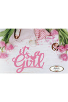 Pink It's a Girl Script Word Wood Cutout - Michelle's aDOORable Creations - Signature Signs