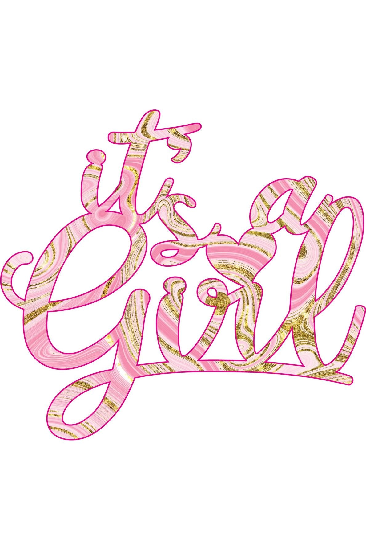 Pink It's a Girl Script Word Wood Cutout - Michelle's aDOORable Creations - Signature Signs