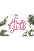 Pink It's a Girl Script Word Wood Cutout - Michelle's aDOORable Creations - Signature Signs