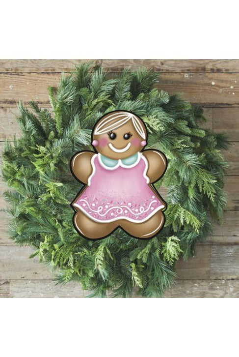 Pink Mint Gingerbread Girl Sign GBG4- Wreath Enhancement - Michelle's aDOORable Creations - Signature Signs