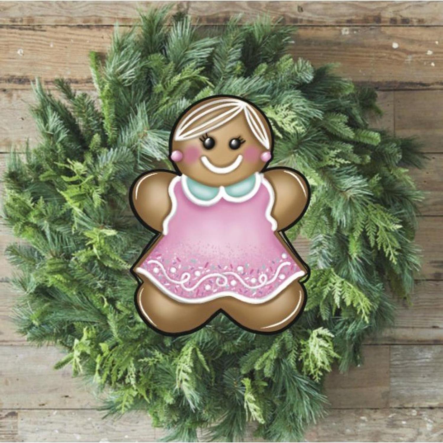 Shop For Pink Mint Gingerbread Girl Sign GBG4 - Wreath Enhancement at Michelle's aDOORable Creations