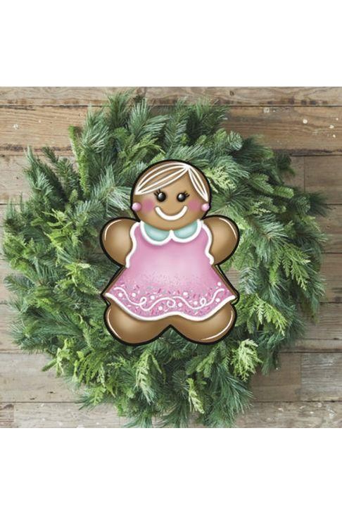 Shop For Pink Mint Gingerbread Girl Sign GBG4 - Wreath Enhancement at Michelle's aDOORable Creations