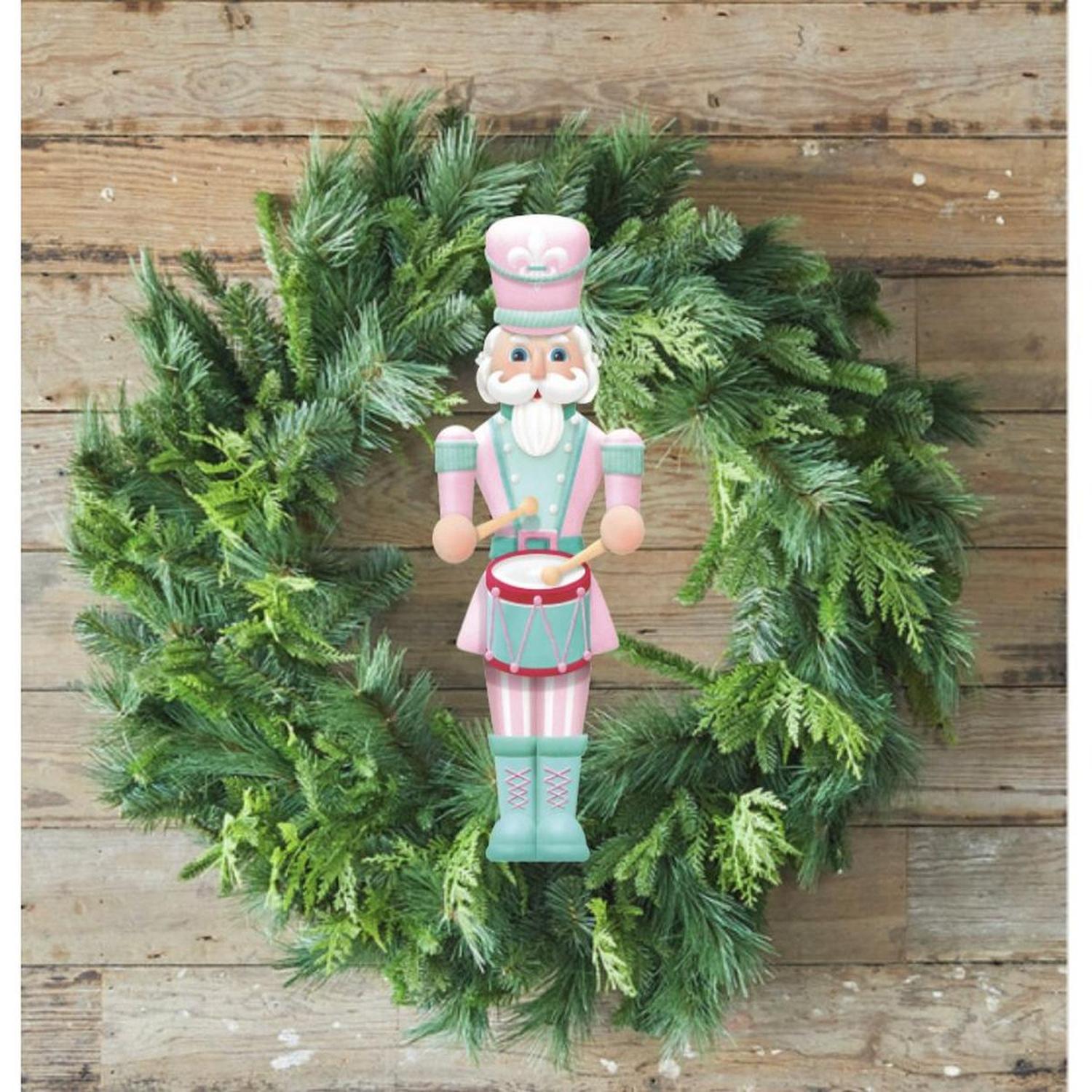 Pink Mint Green Nutcracker Sign - Wreath Enhancement