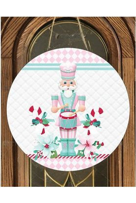 Pink Nutcracker Harlequin Poinsettia Sign - Wreath Enhancement - Michelle's aDOORable Creations - Wooden/Metal Signs