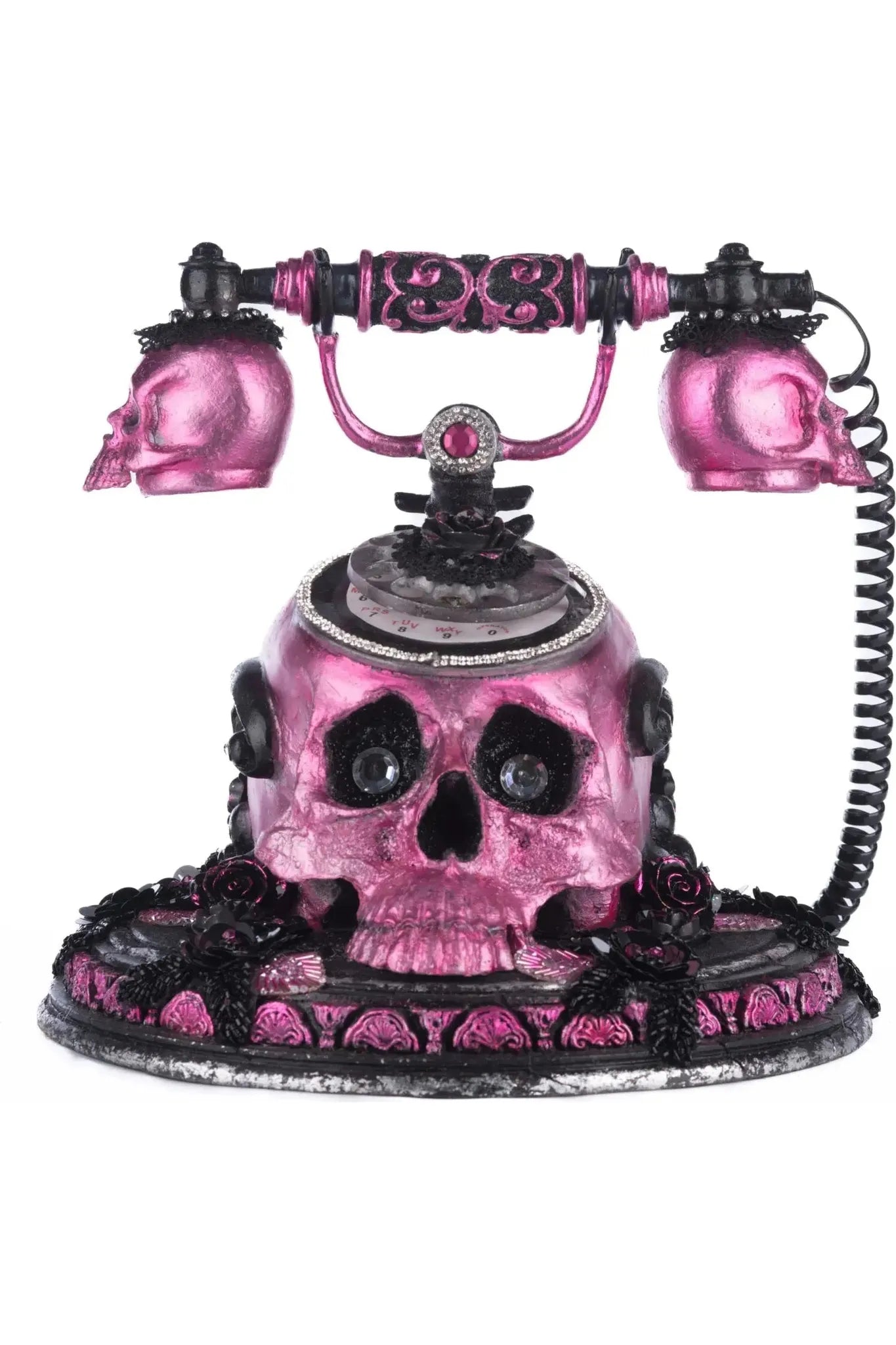 Pink Panic Possession Skull and Roses Phone Tabletop - Michelle's aDOORable Creations - Halloween Decor
