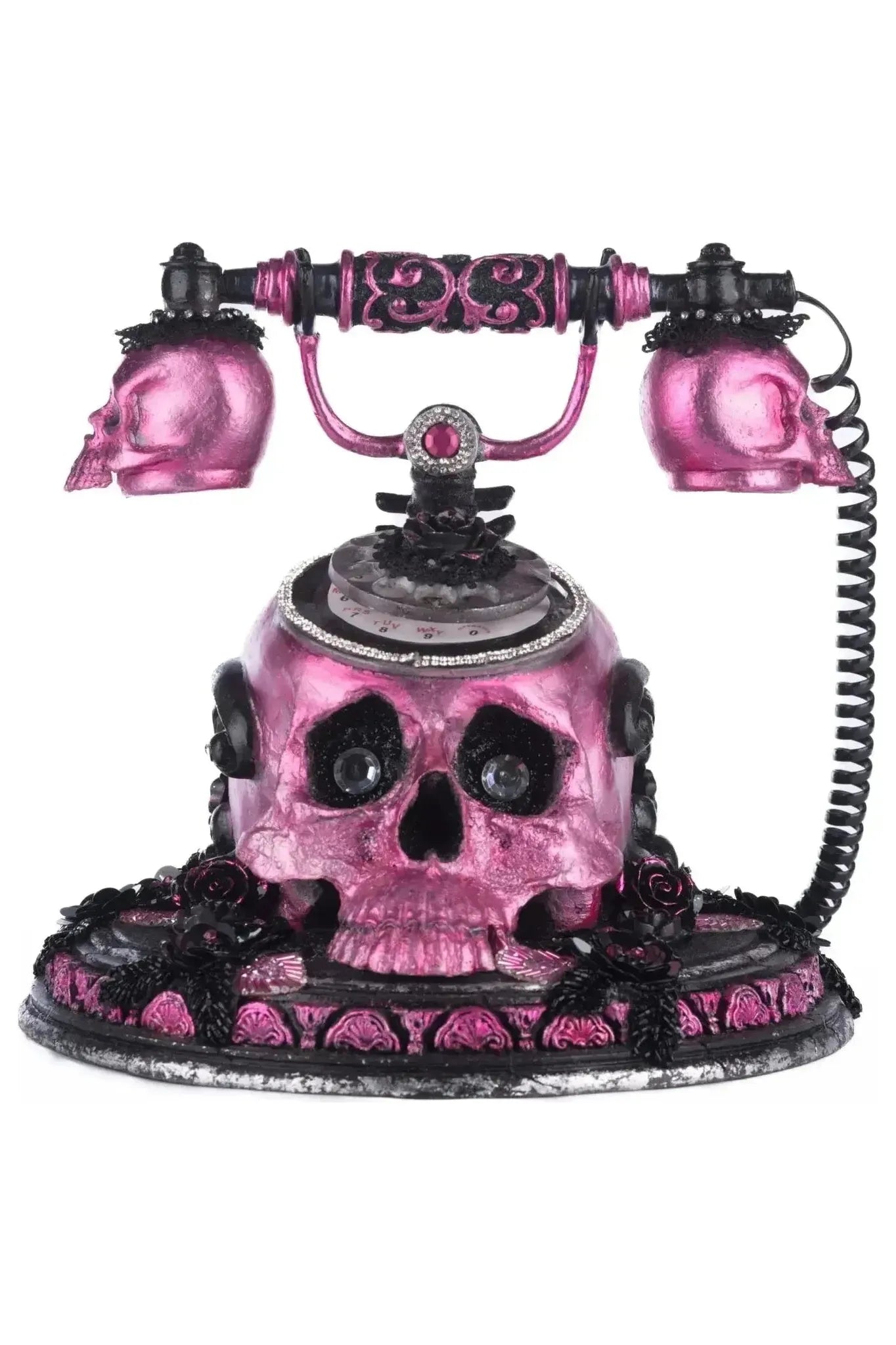 Shop For Pink Panic Possession Skull and Roses Phone Tabletop at Michelle's aDOORable Creations