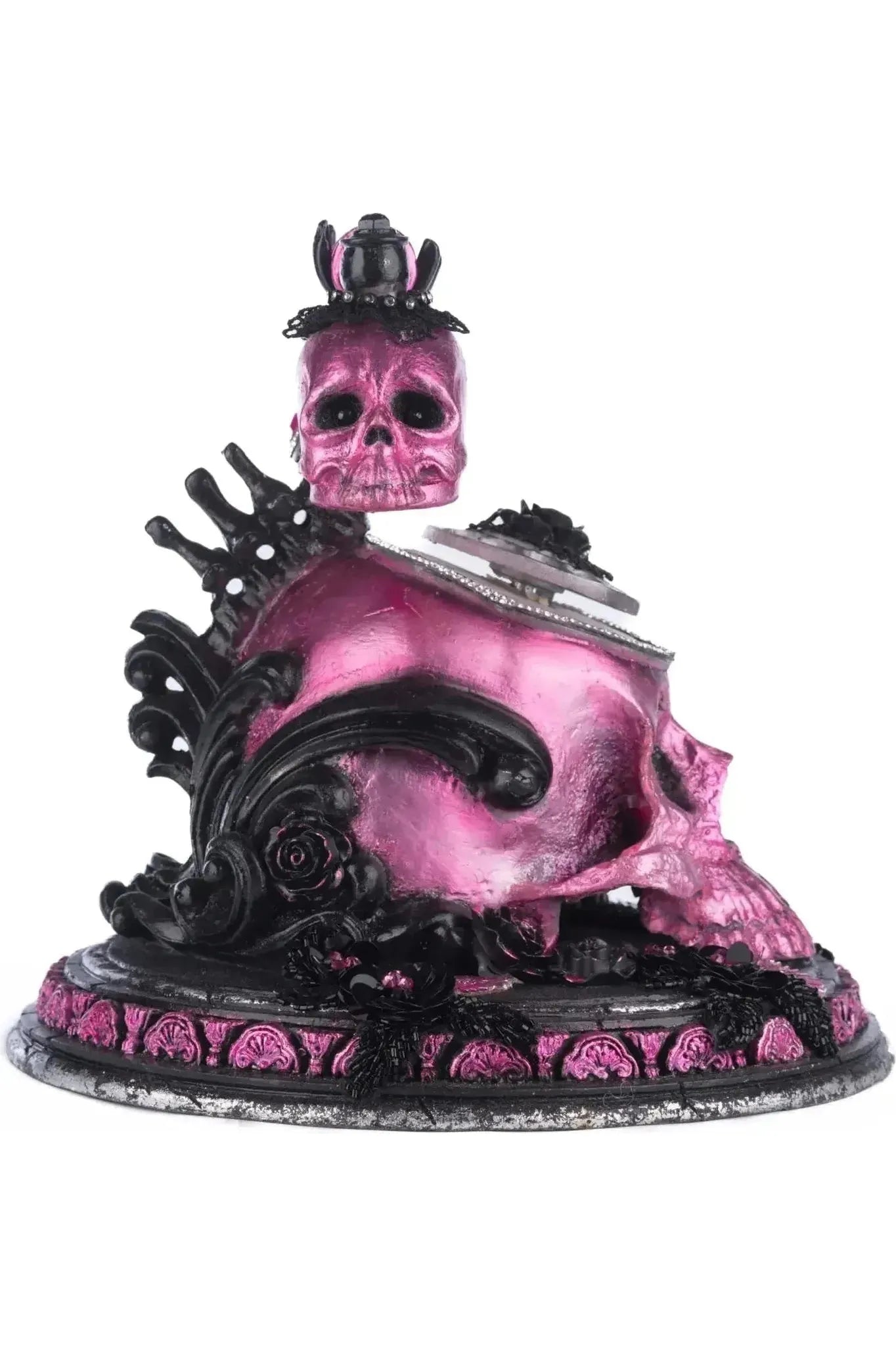 Shop For Pink Panic Possession Skull and Roses Phone Tabletop at Michelle's aDOORable Creations