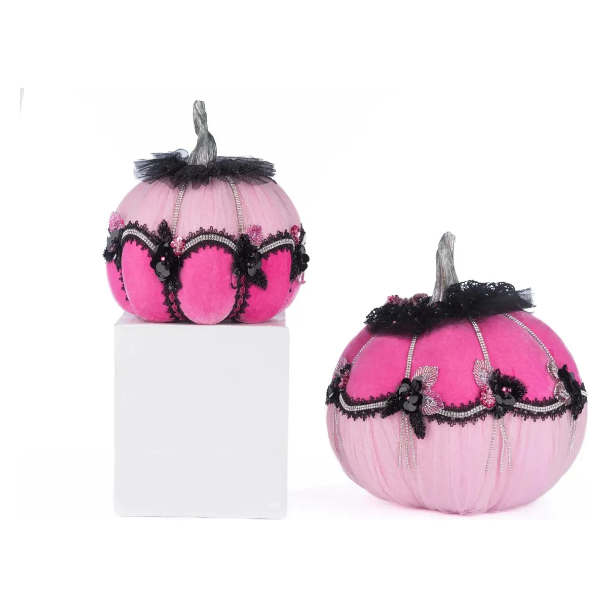 Shop For Pink Passion Floral Pumpkins (Set of 2) at Michelle's aDOORable Creations