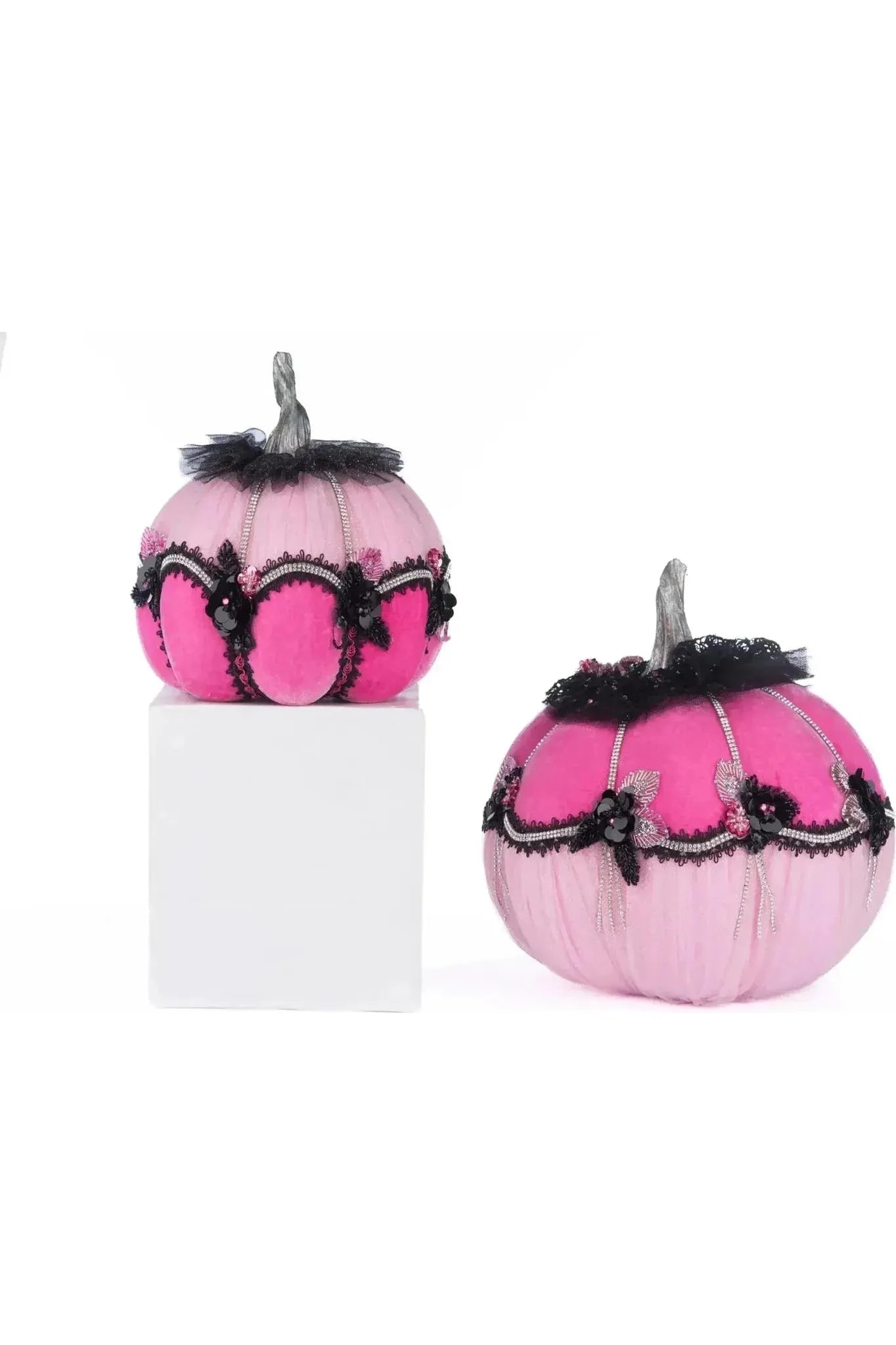 Shop For Pink Passion Floral Pumpkins (Set of 2) at Michelle's aDOORable Creations