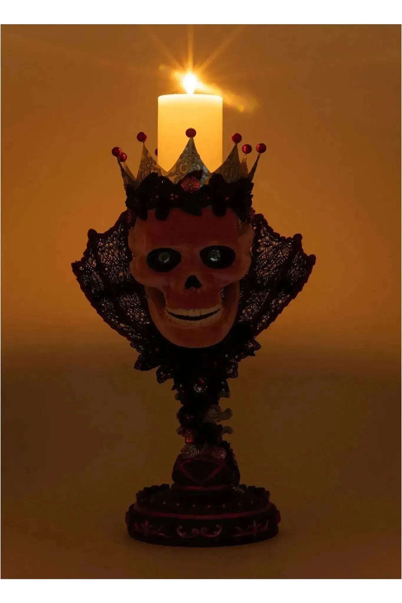 Shop For Pink Passion Skull Pillar Candle Holder at Michelle's aDOORable Creations