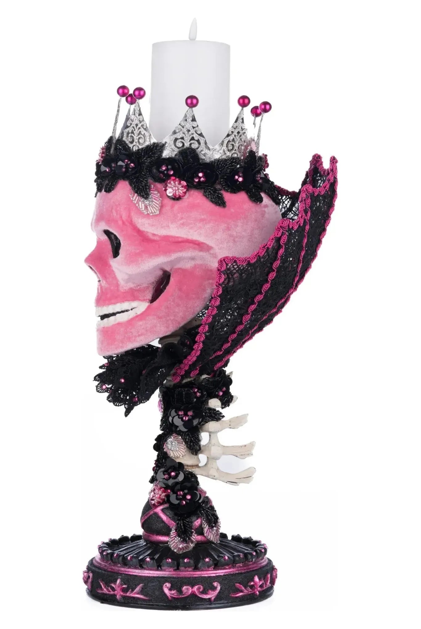 Shop For Pink Passion Skull Pillar Candle Holder 28-428155