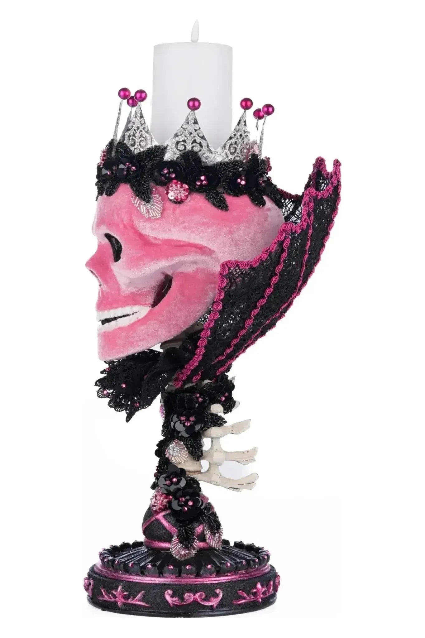 Shop For Pink Passion Skull Pillar Candle Holder at Michelle's aDOORable Creations