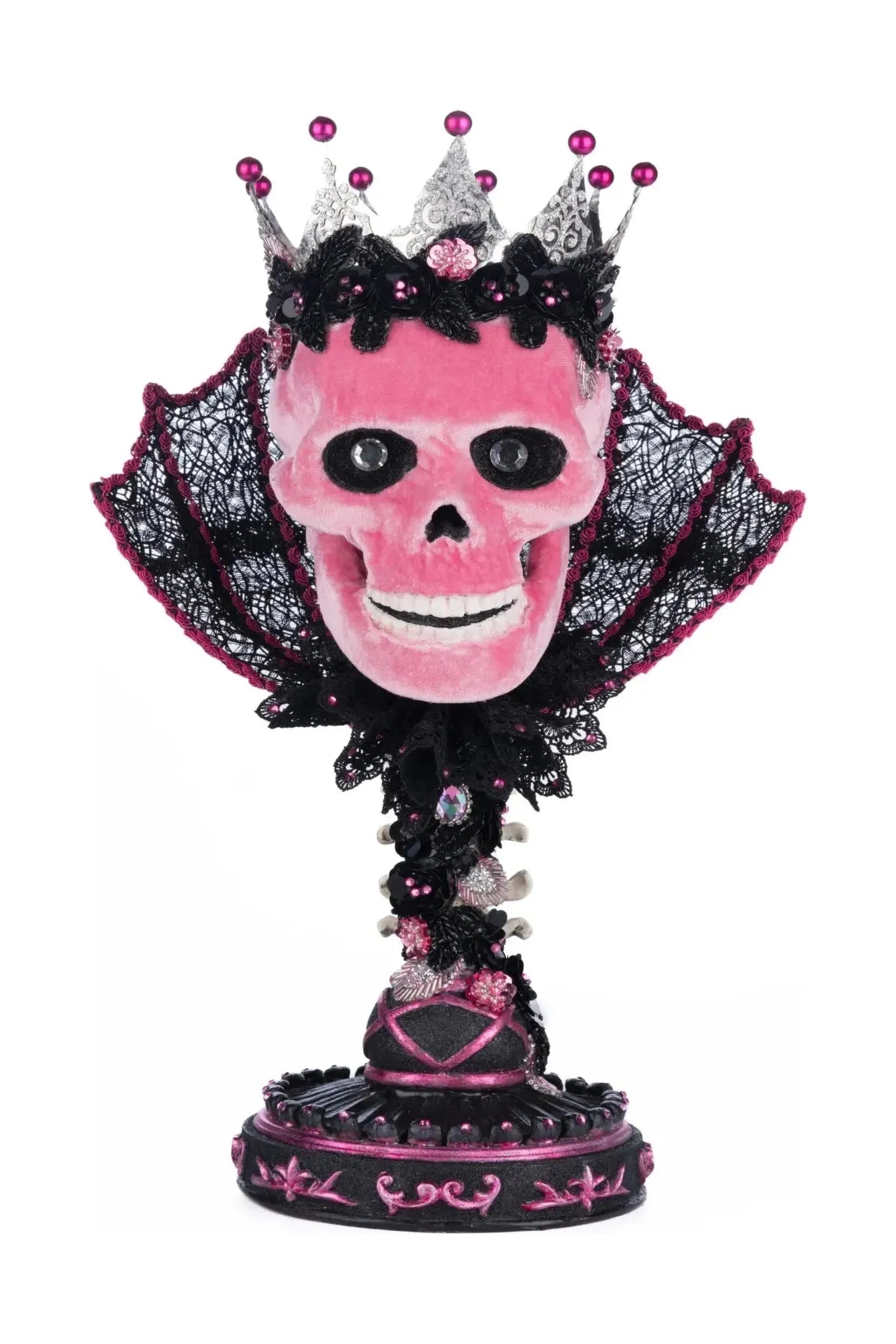 Pink Passion Skull Pillar Candle Holder - Michelle's aDOORable Creations - Halloween Decor