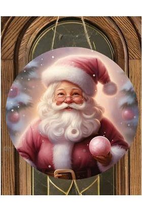 Shop For Pink Santa Claus Christmas Tree Sign - Wreath Enhancement at Michelle's aDOORable Creations