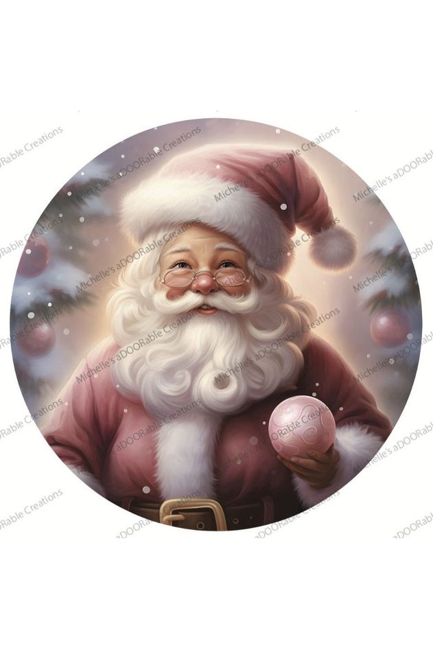 Shop For Pink Santa Claus Christmas Tree Sign - Wreath Enhancement