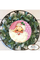 Shop For Pink Snowflakes Vintage Santa Christmas Sign - Wreath Enhancement