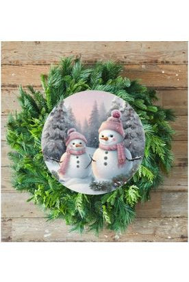 Pink Snowman Couple Sign - Wreath Enhancement - Michelle's aDOORable Creations - Signature Signs