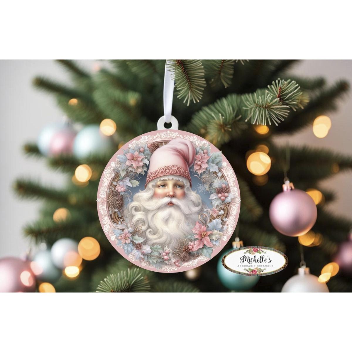 Shop For Pink Vintage Santa Claus Sign - Wreath Enhancement at Michelle's aDOORable Creations