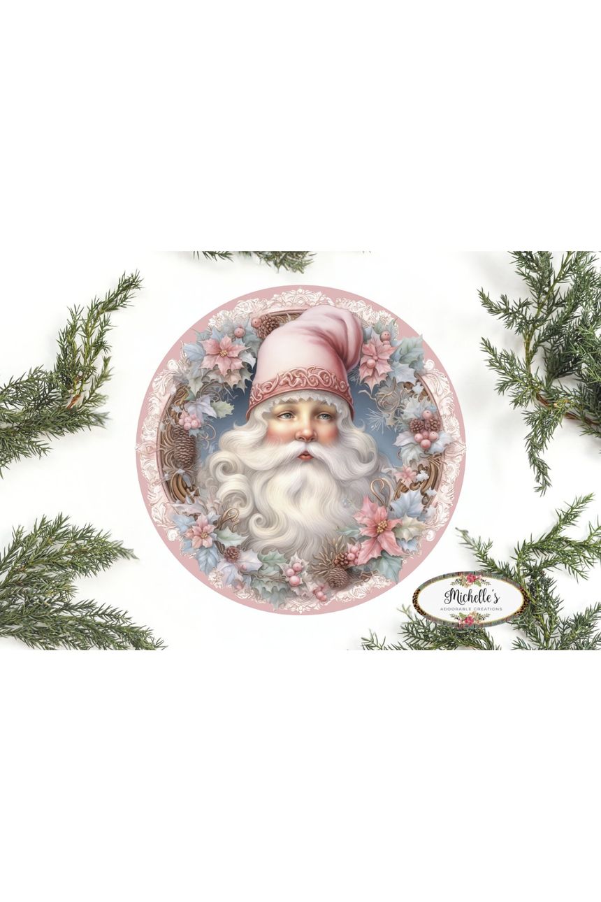 Shop For Pink Vintage Santa Claus Sign - Wreath Enhancement