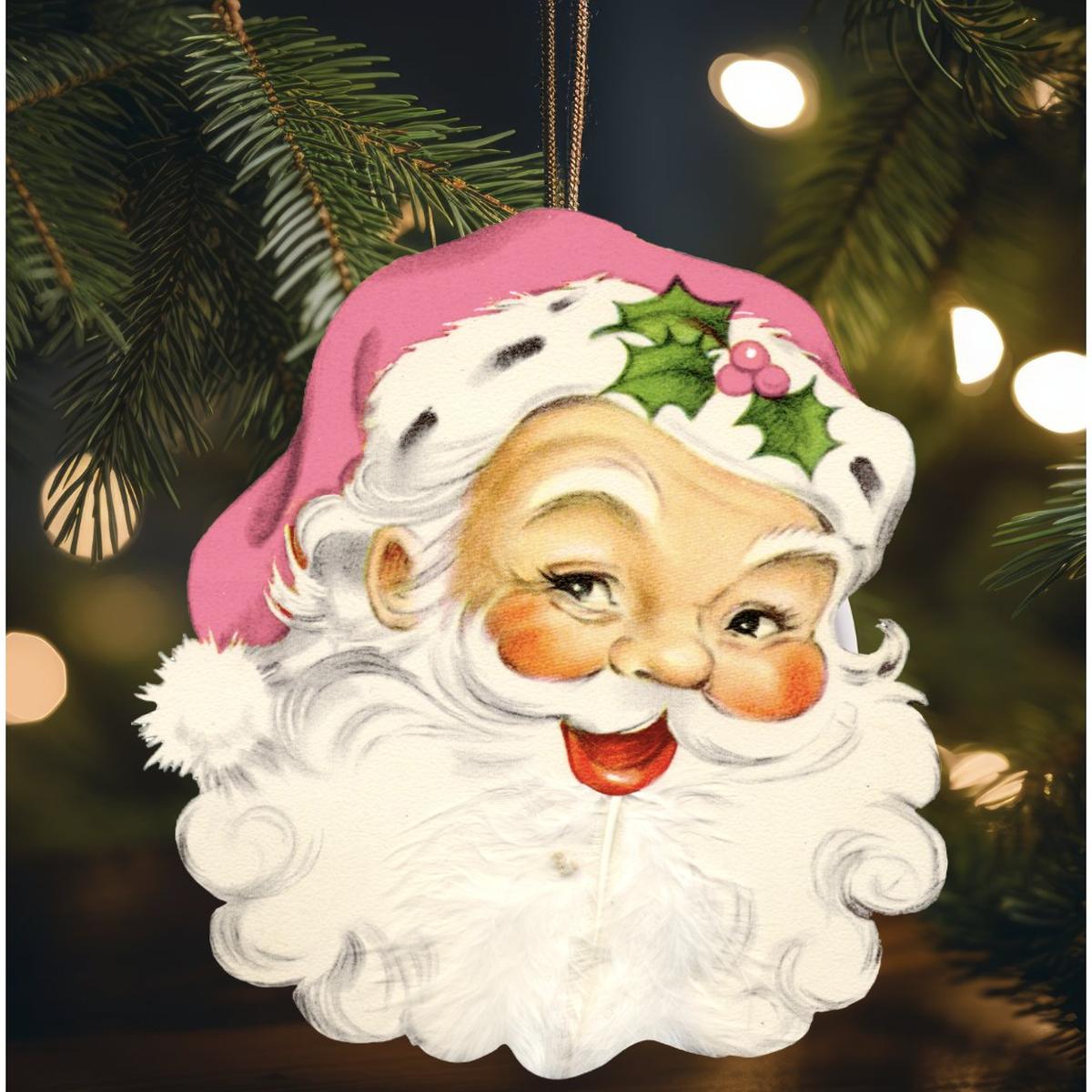 Shop For Pink Vintage Santa Face Sign SF1 - Wreath Enhancement at Michelle's aDOORable Creations