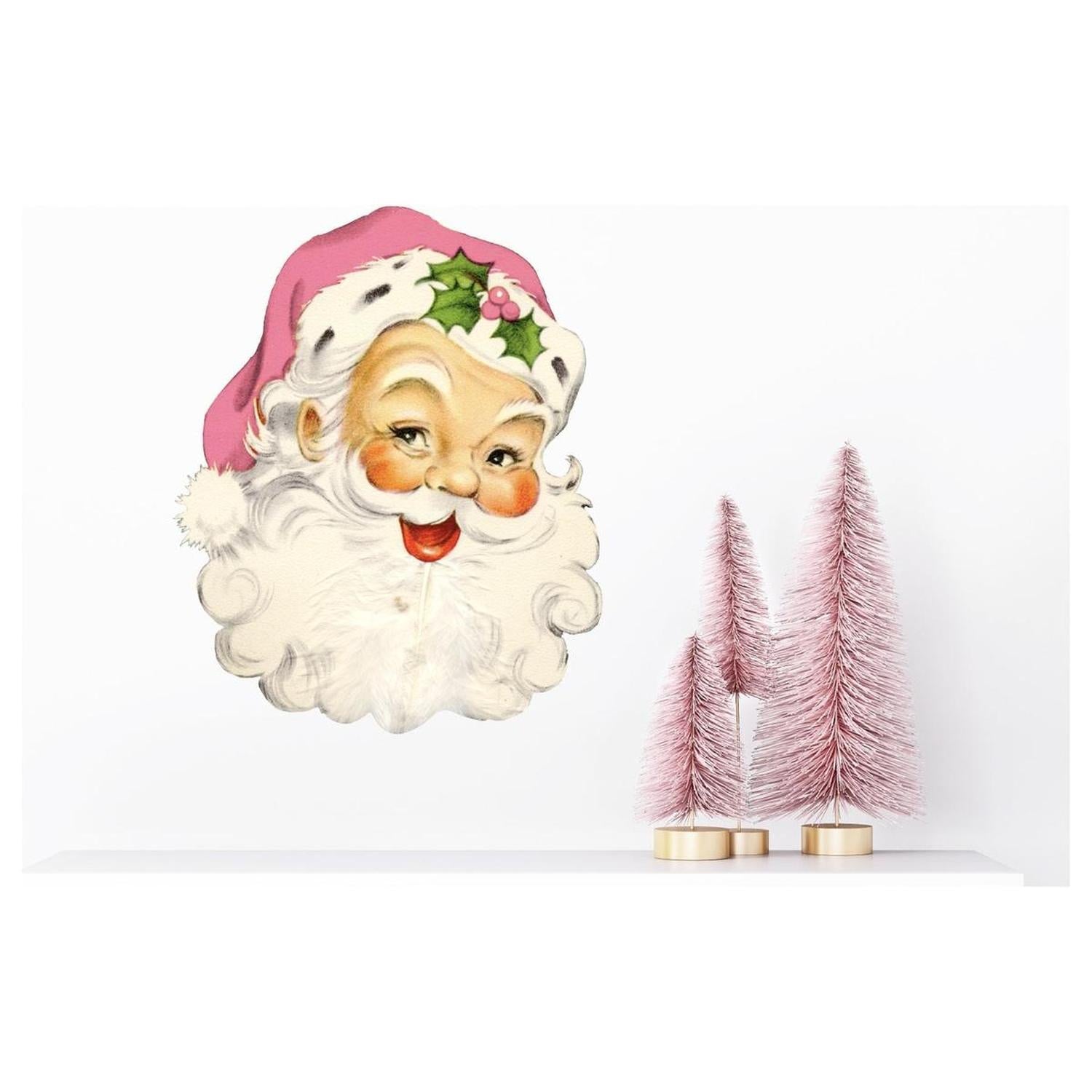 Pink Vintage Santa Face Sign SF1 - Wreath Enhancement