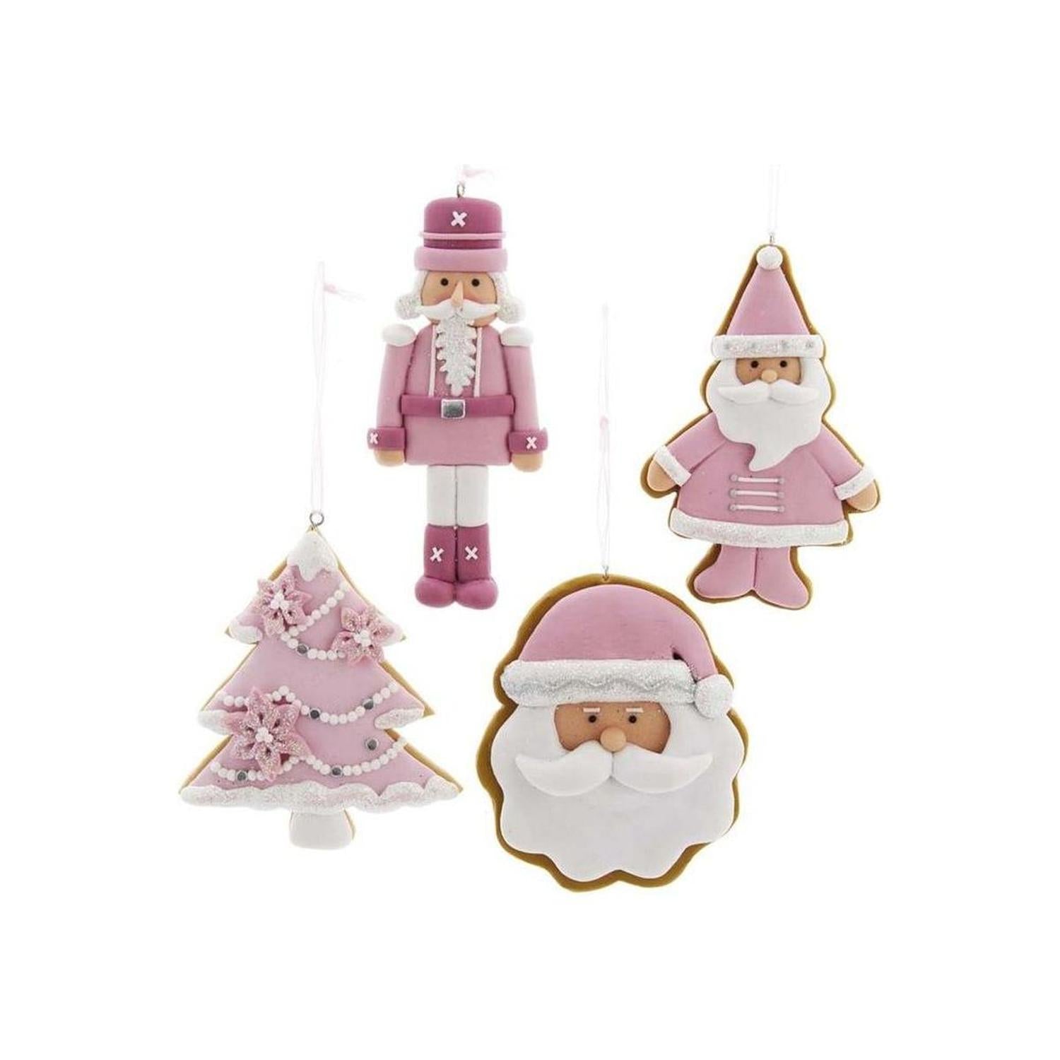 Pink White Holiday Ornaments