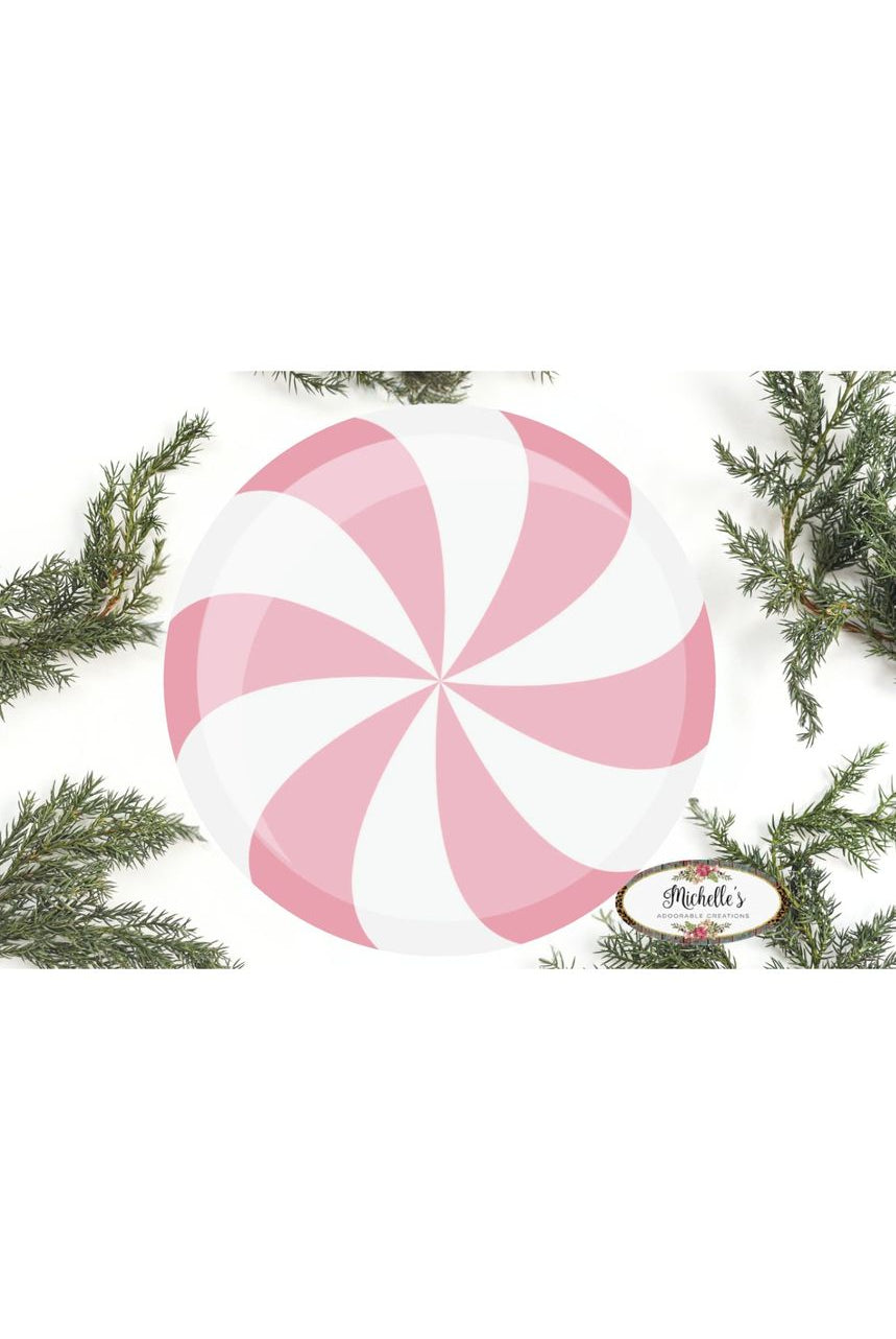 Shop For Pink White Peppermint Candy Round Sign - Wreath Enhancement