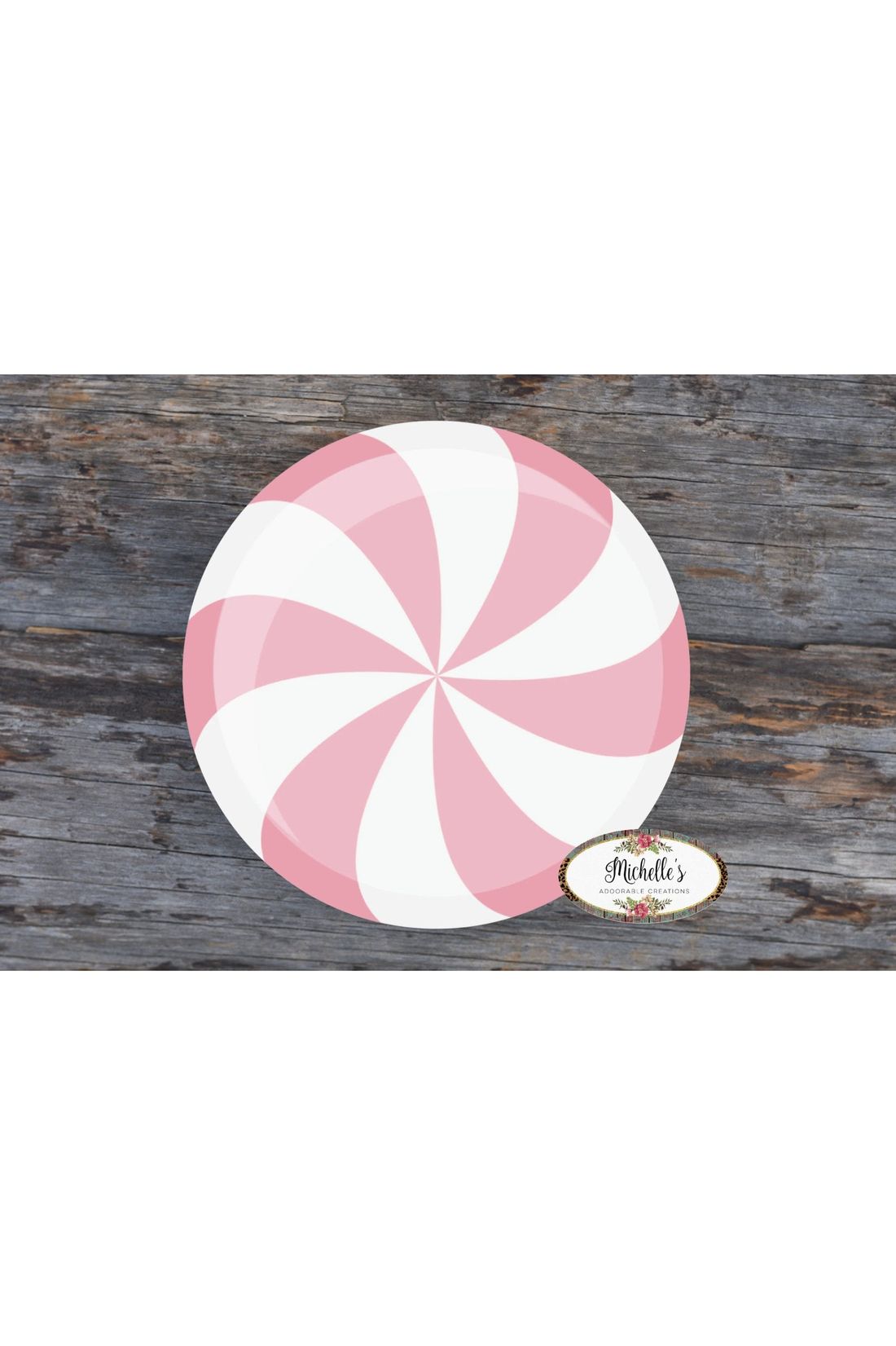 Shop For Pink White Peppermint Candy Round Sign - Wreath Enhancement